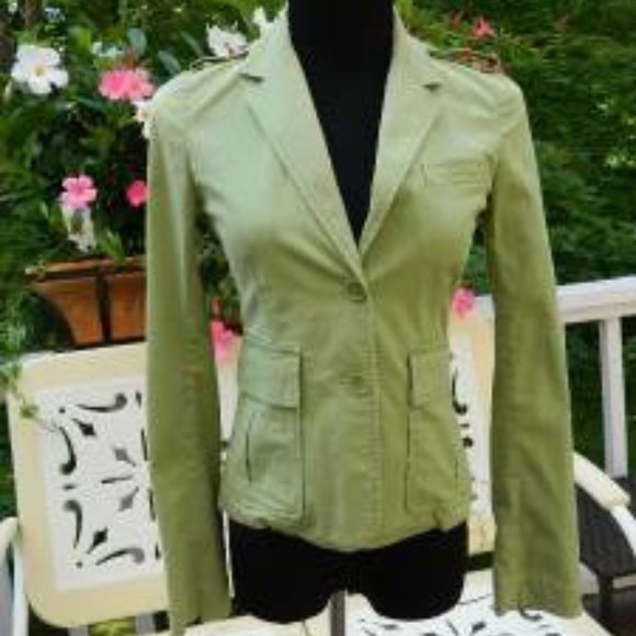 Theory Apple Green Cotton Classic Everyday Unlined Jacket/Blazer Size 0 - Picture 1 of 15
